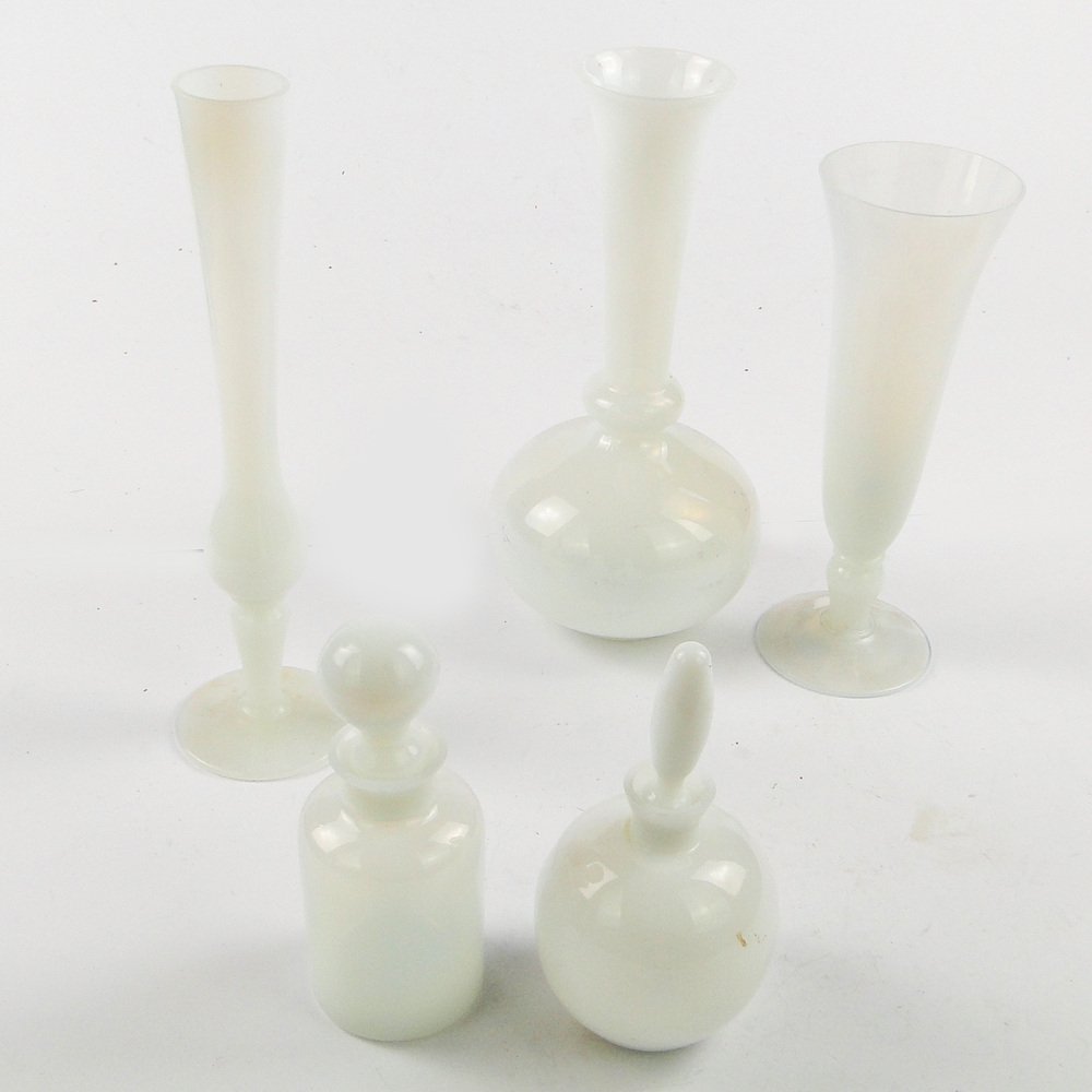 Mid-Century Italian Glass Toilet Set by Stelvia for Empoli, 1950s, Set of 5