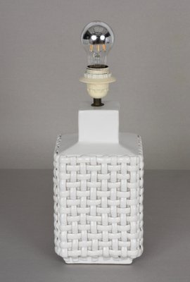 Mid-Century Italian Glazed White Ceramic Table Lamp by Tommaso Barbi, 1970s-JDR-1125391