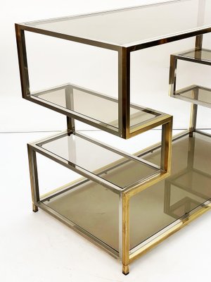 Mid-Century Italian Gold Brass and Glass Console Table, 1970s-JDR-1165978