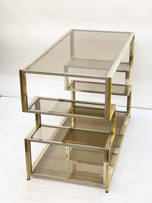 Mid-Century Italian Gold Brass and Glass Console Table, 1970s-JDR-1165978