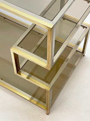 Mid-Century Italian Gold Brass and Glass Console Table, 1970s-JDR-1165978