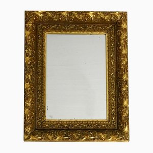 Mid-Century Italian Gold-Plated Wooden Frame Wall Mirror-RR-1305314