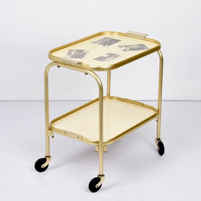 Mid-Century Italian Golden Aluminum & Formica Bar Cart, 1950s-JDR-1137882