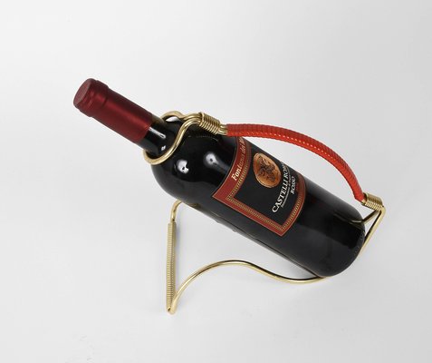 Mid-Century Italian Golden Brass and Red Plastic Wine Pourer, 1960s-JDR-1125539