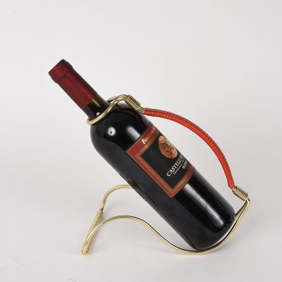 Mid-Century Italian Golden Brass and Red Plastic Wine Pourer, 1960s-JDR-1125539