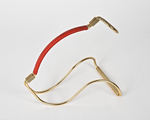 Mid-Century Italian Golden Brass and Red Plastic Wine Pourer, 1960s-JDR-1125539