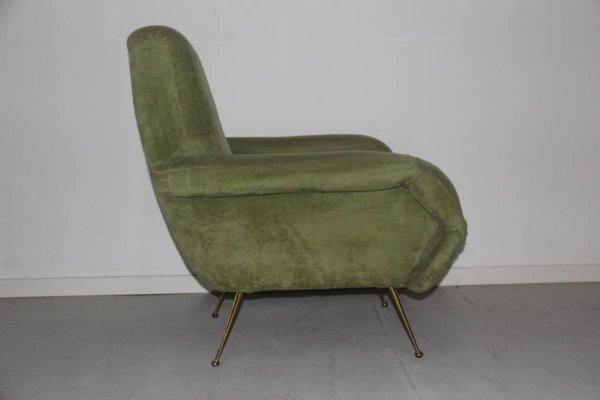 Mid-Century Italian Green Armchair, 1950s-EH-540859