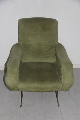 Mid-Century Italian Green Armchair, 1950s-EH-540859