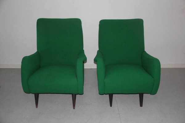 Mid-Century Italian Green Armchairs, 1950s, Set of 2-EH-540955