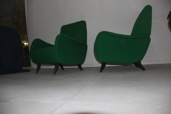 Mid-Century Italian Green Armchairs, 1950s, Set of 2-EH-540955