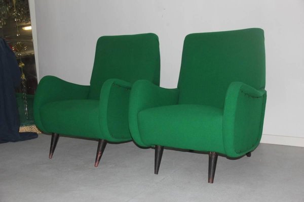 Mid-Century Italian Green Armchairs, 1950s, Set of 2-EH-540955