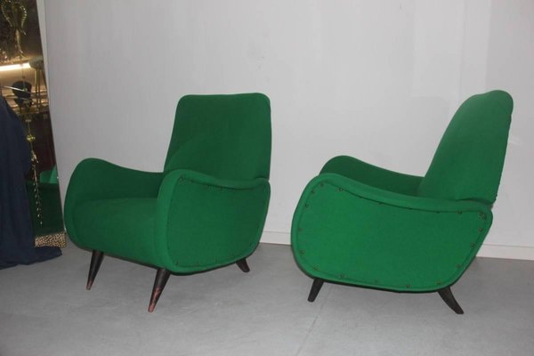 Mid-Century Italian Green Armchairs, 1950s, Set of 2-EH-540955