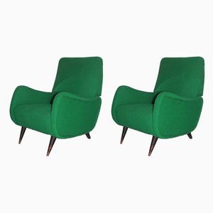 Mid-Century Italian Green Armchairs, 1950s, Set of 2-EH-540955