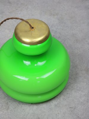 Mid-Century Italian Green Brass and Glass Pendant Lamp-HGJ-1756896