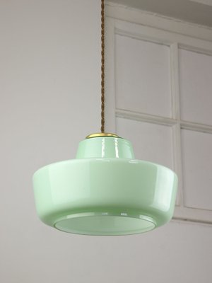 Mid-Century Italian Green Glass and Brass Pendant Lamp-HGJ-1720117