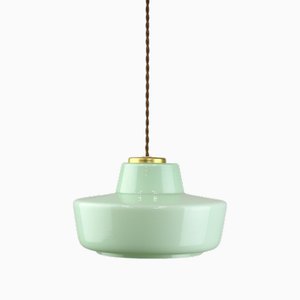 Mid-Century Italian Green Glass and Brass Pendant Lamp-HGJ-1720117