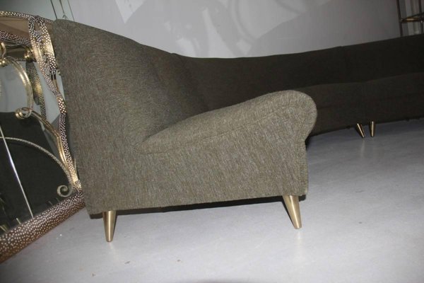 Mid-Century Italian Green Modular Sofa, 1950s, Set of 5-EH-540861