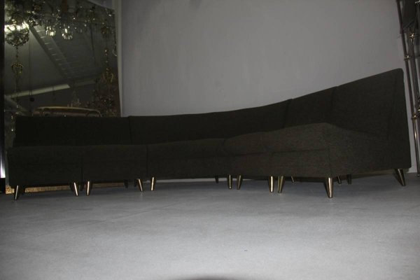 Mid-Century Italian Green Modular Sofa, 1950s, Set of 5-EH-540861