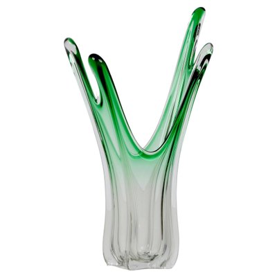 Mid-Century Italian Green Murano Glass Vase Attributed to Fratelli Toso, 1950s-JDR-1147770