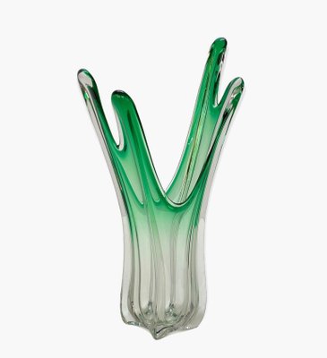 Mid-Century Italian Green Murano Glass Vase Attributed to Fratelli Toso, 1950s-JDR-1147770