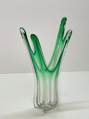 Mid-Century Italian Green Murano Glass Vase Attributed to Fratelli Toso, 1950s-JDR-1147770