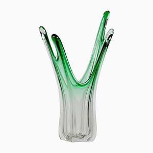 Mid-Century Italian Green Murano Glass Vase Attributed to Fratelli Toso, 1950s-JDR-1147770