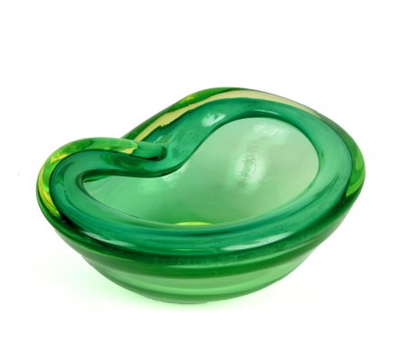 Mid-Century Italian Green Sommerso Murano Glass Decorative Bowl by Flavio Poli, 1960s-JDR-1125442