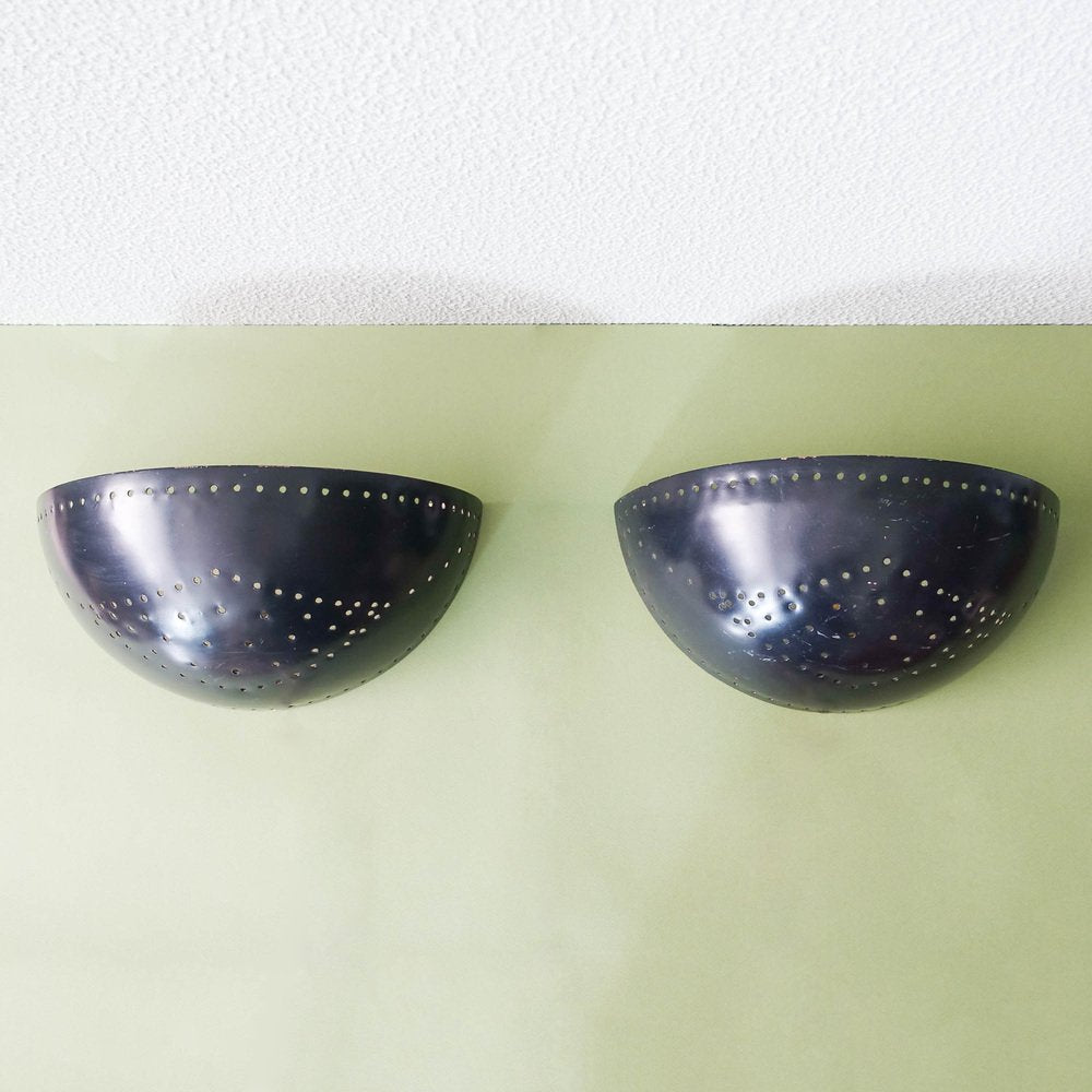 Mid-Century Italian Half-Moon Sconces in the style of Stilnovo, 1950s, Set of 2