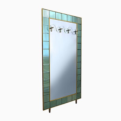 Mid-Century Italian Hallway Mirror and Coat Rack in the Style of Fontana Arte-IEI-980378