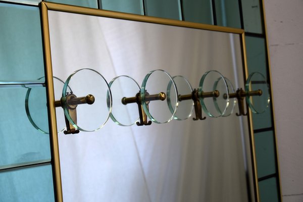 Mid-Century Italian Hallway Mirror and Coat Rack in the Style of Fontana Arte-IEI-980378