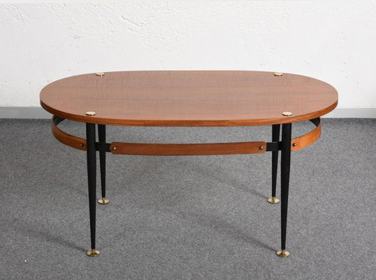 Mid-Century Italian Iron & Teak Wood Coffee Table by Silvio Cavatorta, 1950s-JDR-1126081