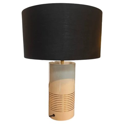 Mid-Century Italian Ivory and Gold Painted Metal Table Lamp by Tommaso Barbi, 1970s-NMK-1732213