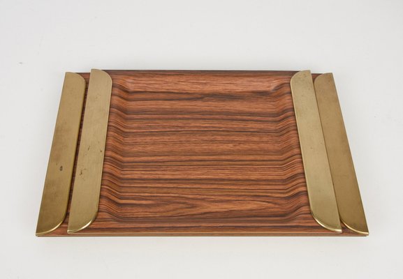 Mid-Century Italian Laminate & Brass Tray Serving Pieces, 1970s, Set of 2-JDR-1126347