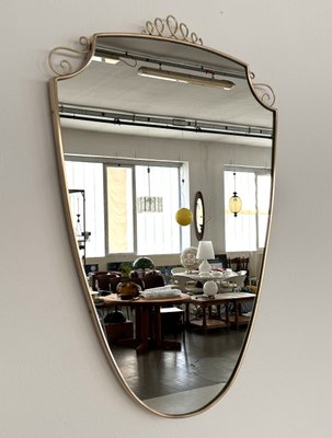 Mid-Century Italian Large Brass Mirror in the style of Gio Ponti, 1960s-VNE-2017252