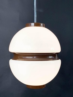 Mid-Century Italian Lattimio Glass and Brown Enamelled Aluminum Chandelier, 1970s-JDR-1125652