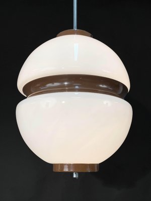 Mid-Century Italian Lattimio Glass and Brown Enamelled Aluminum Chandelier, 1970s-JDR-1125652