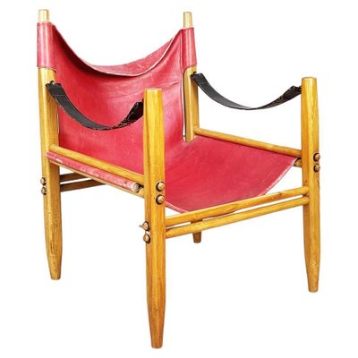 Mid-Century Italian Leather & Wood Oasi 85 Armchair attributed to Legler for Zanotta, 1960s-GDD-1386621