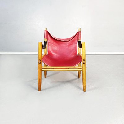 Mid-Century Italian Leather & Wood Oasi 85 Armchair attributed to Legler for Zanotta, 1960s-GDD-1386621