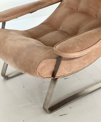 Mid-Century Italian Lounge Chair in Suede by Guido Bonzani for Tecnosalotto, 1970s-VNE-1306692