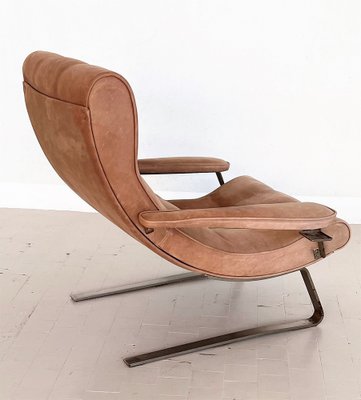 Mid-Century Italian Lounge Chair in Suede by Guido Bonzani for Tecnosalotto, 1970s-VNE-1306692