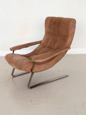 Mid-Century Italian Lounge Chair in Suede by Guido Bonzani for Tecnosalotto, 1970s-VNE-1306692