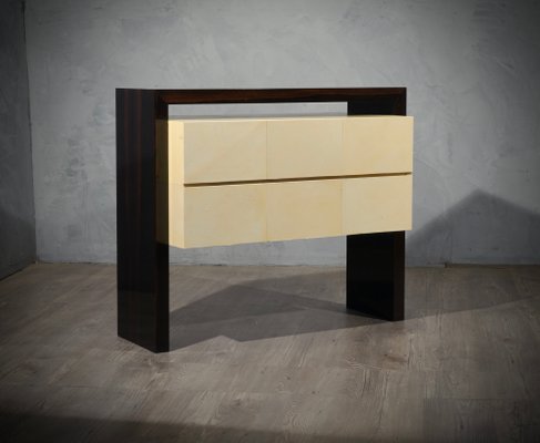 Mid-Century Italian Macassar and Goatskin Chests of Drawers, 1980-UH-1251546