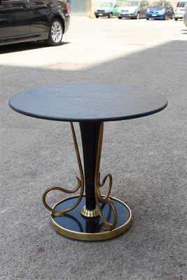 Mid-Century Italian Mahogany and Brass Coffee Table, 1950s-EH-664115