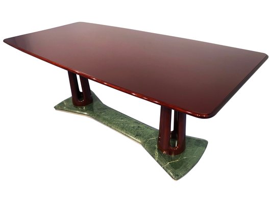 Mid-Century Italian Mahogany and Marble Dining Table by Vittorio Dassi, 1950s-MTX-730944