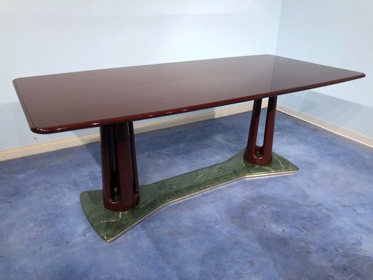 Mid-Century Italian Mahogany and Marble Dining Table by Vittorio Dassi, 1950s-MTX-730944