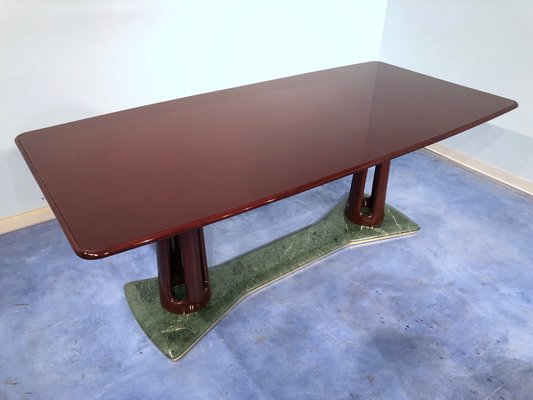 Mid-Century Italian Mahogany and Marble Dining Table by Vittorio Dassi, 1950s-MTX-730944