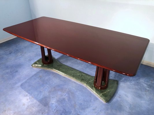 Mid-Century Italian Mahogany and Marble Dining Table by Vittorio Dassi, 1950s-MTX-730944