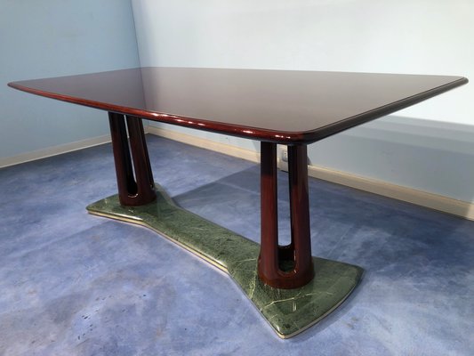 Mid-Century Italian Mahogany and Marble Dining Table by Vittorio Dassi, 1950s-MTX-730944