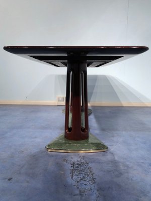 Mid-Century Italian Mahogany and Marble Dining Table by Vittorio Dassi, 1950s-MTX-730944