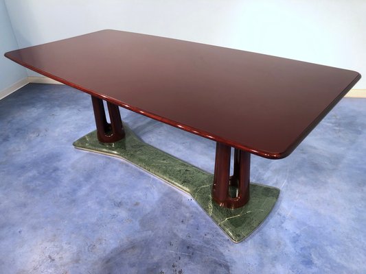 Mid-Century Italian Mahogany and Marble Dining Table by Vittorio Dassi, 1950s-MTX-730944